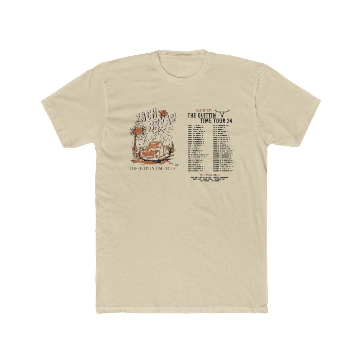 Zach Bryan Merch, Zach Bryan The Quittin Time Tour 2024 Schedule T Shirt - alternate angle 4, merchandise