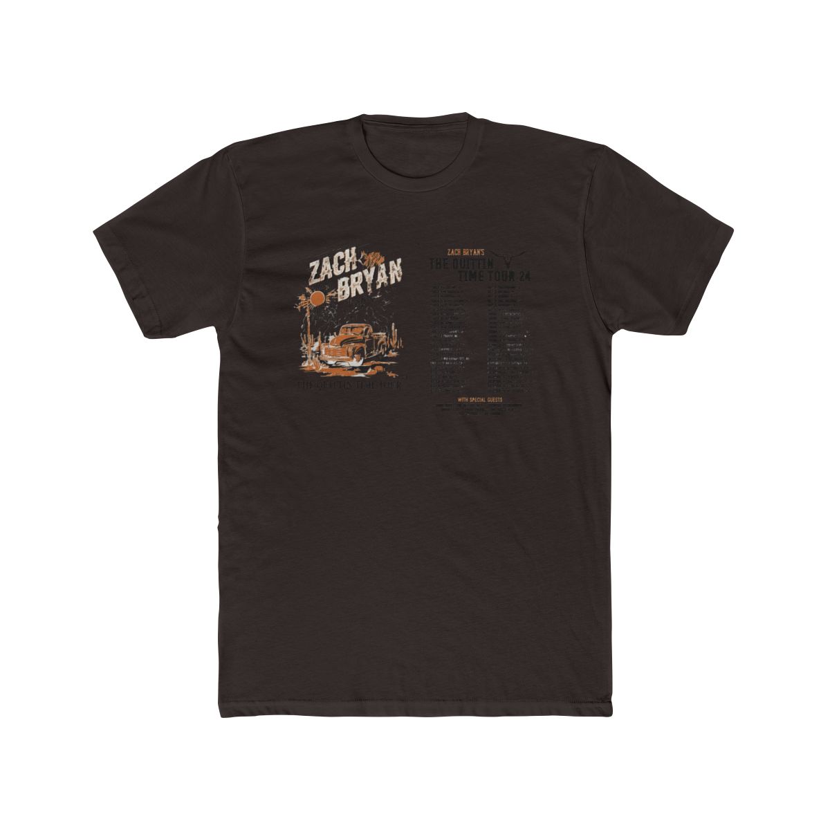 Zach Bryan Merch, Zach Bryan The Quittin Time Tour 2024 Schedule T Shirt - alternate angle 3, merchandise
