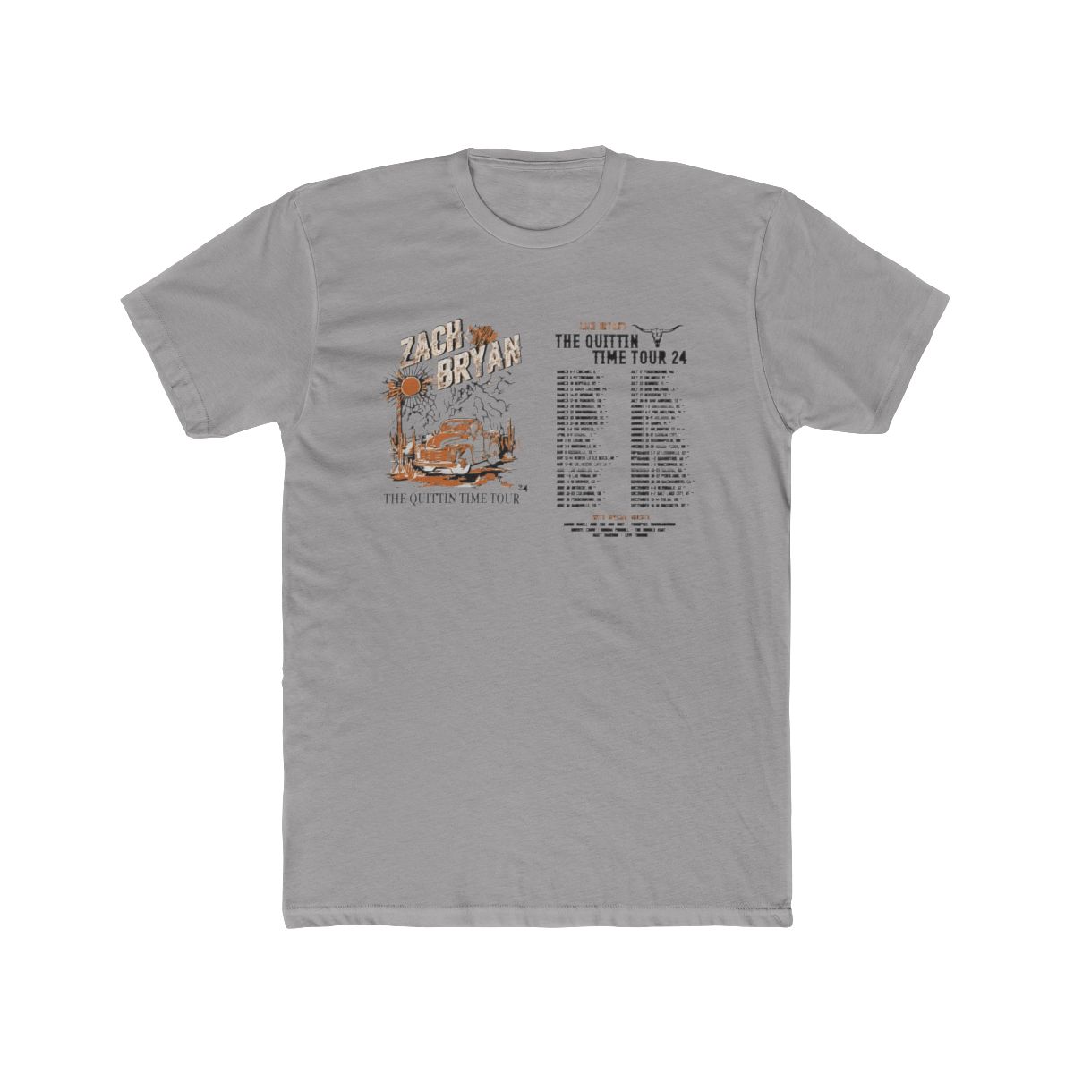Zach Bryan Merch, Zach Bryan The Quittin Time Tour 2024 Schedule T Shirt - alternate angle 2, merchandise