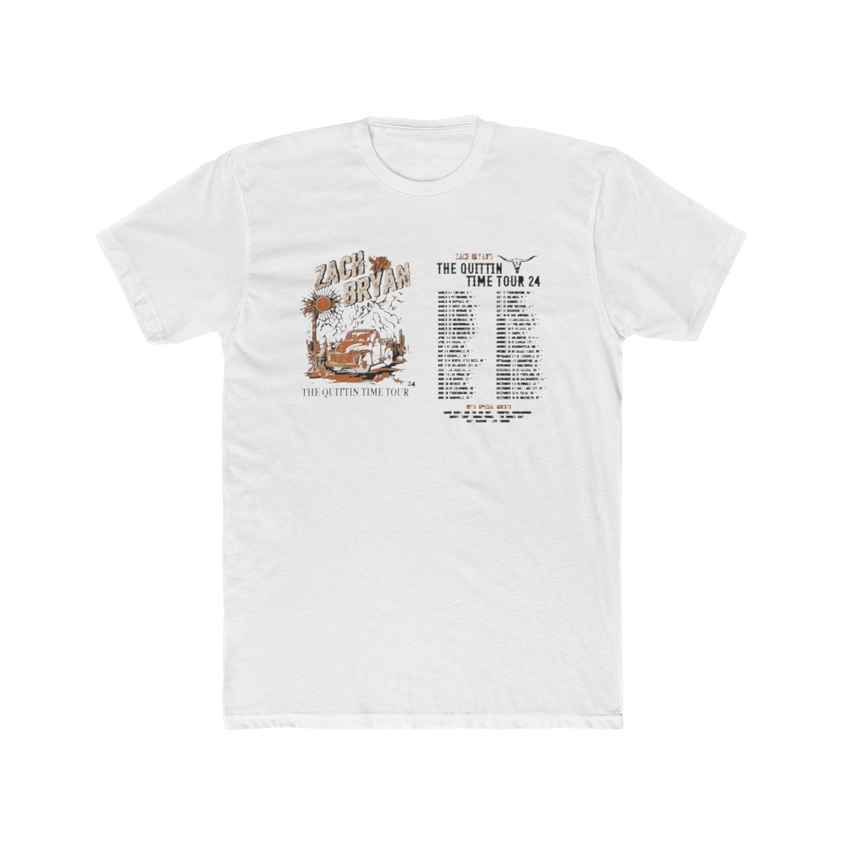 Zach Bryan Merch, Zach Bryan The Quittin Time Tour 2024 Schedule T Shirt - Official T-Shirts merchandise